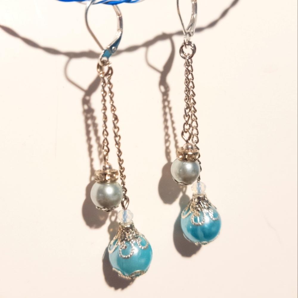 Silver Holiday Dangle Earrings